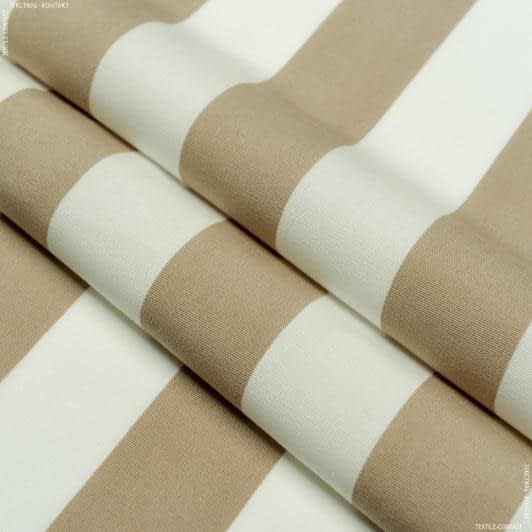 Ткани портьерные ткани - Дралон полоса /LISTADO молочная, темно бежевая