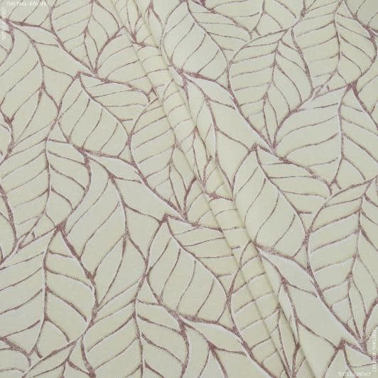 Ткани для римских штор - Декоративная ткань лонета Айрейт листья фрез, крем