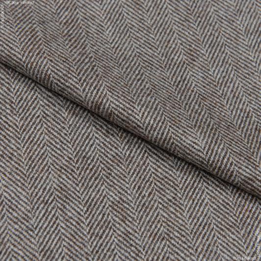 Тканини для штанів - Костюмний твід Е.OXFORD ялинка світло-коричневий