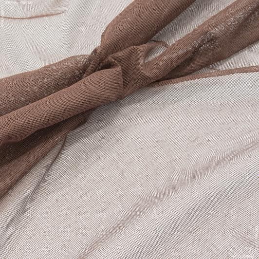 Ткани гардинные ткани - Тюль сетка Крафт  бордо, коричневая
