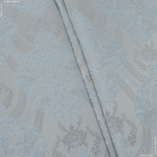 Ткани портьерные ткани - Жаккард Алабама/ALABAMA  вензель серо-голубой