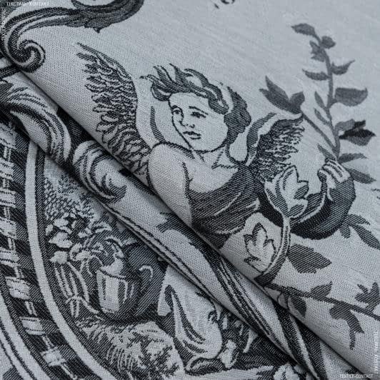 Тканини портьєрні тканини - Жакард Каталонія сіро-чорний