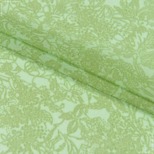 Тканини креп - Шифон креп ARONIA польові квіти салатовий