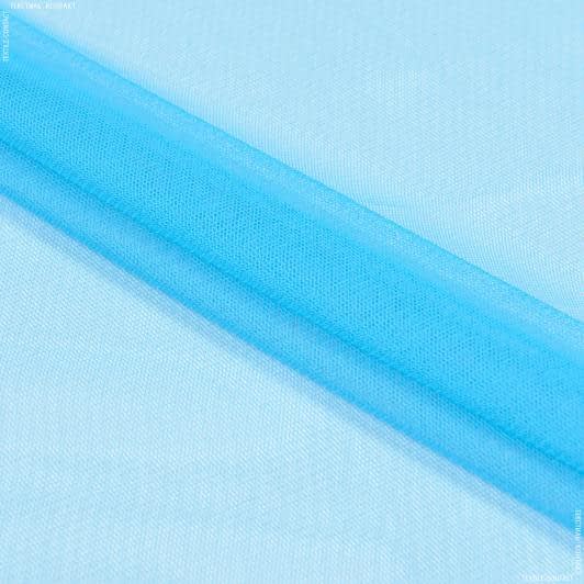 Тканини гардинні тканини - Тюль сітка  міні Грек  небесно-блакитний