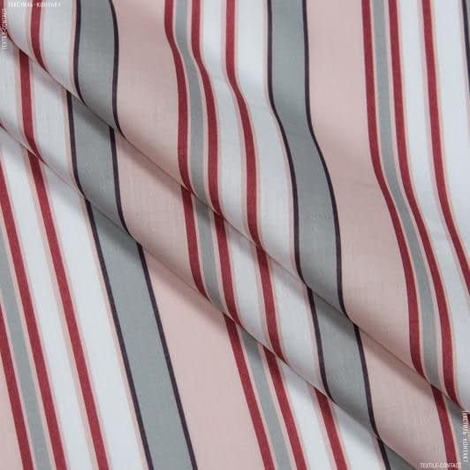 Тканини для суконь - Батист Сapperoj принт смужки рожевий/сірий/червоний