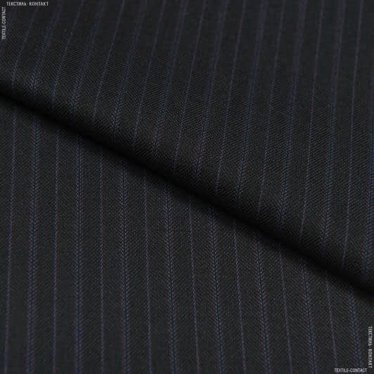 Тканини для піджаків - Костюмна колір антрацит у фіолетову смужку