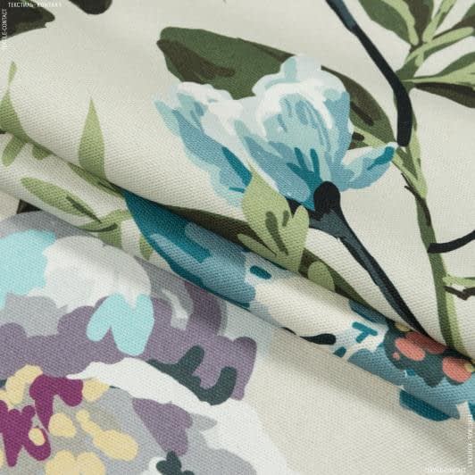 Тканини портьєрні тканини - Декоративна тканина Квіти акварель блакитний