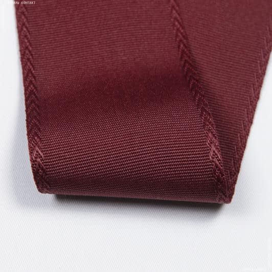 Ткани для декора - Репсовая лента Елочка Глед  бордовая 69 мм