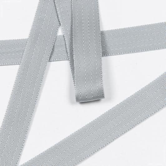 Ткани для одежды - Тесьма / стропа ременная елочка 30 мм серая
