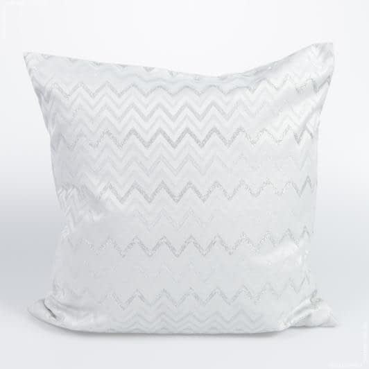 Ткани для дома - Чехол  на подушку новогодний жаккард Зигзаг люрекс молочный 45х45см