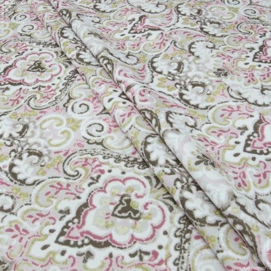 Тканини всі тканини - Декоративний нубук принт Вензель корисневий,рожевий,молочний,оливка