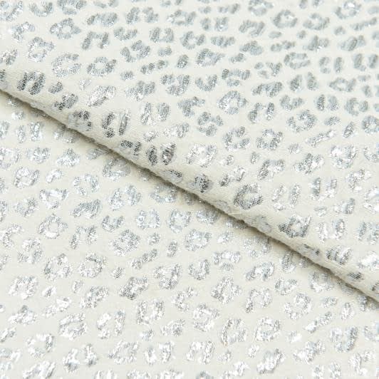 Тканини ненатуральні тканини - Костюмна фукро дрібний леопард молочний/світло-сірий