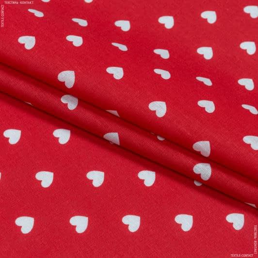 Ткани для постельного белья - Бязь набивная сердечки красный