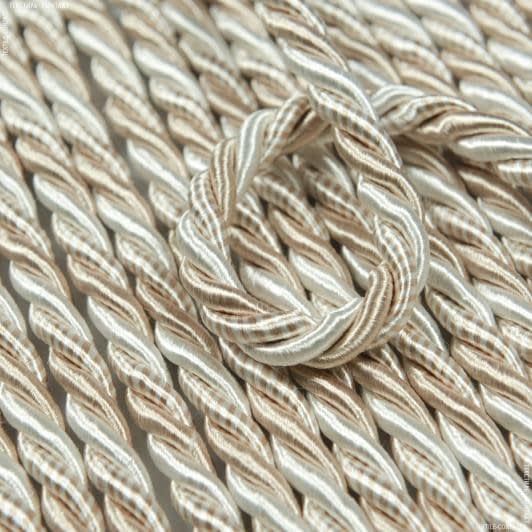 Тканини шнур декоративний - Шнур Глянцевий тонкий меланж білий, бежевий, пісок d=8 мм