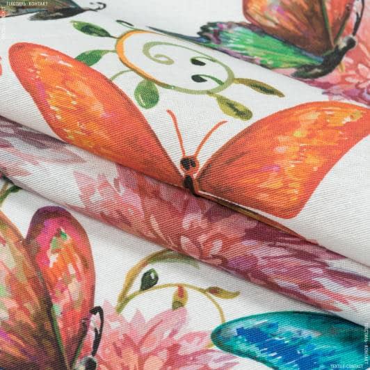 Ткани портьерные ткани - Декоративная ткань цветы бабочки фон молочный