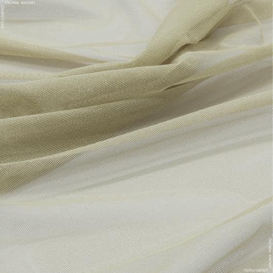 Ткани гардинные ткани - Тюль сетка Крафт беж золото с утяжелителем