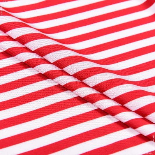 Тканини для блузок - Трикотаж LIA у смужку червоно-білу
