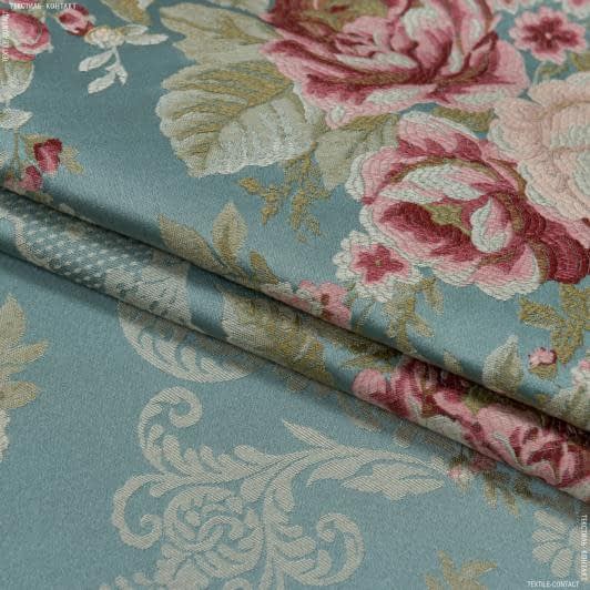 Ткани для декоративных подушек - Жаккард Анданте розы лазурь