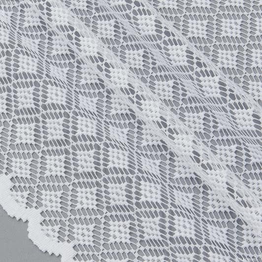 Ткани для скрапбукинга - Гардинное полотно / гипюр Фиона ромб белый