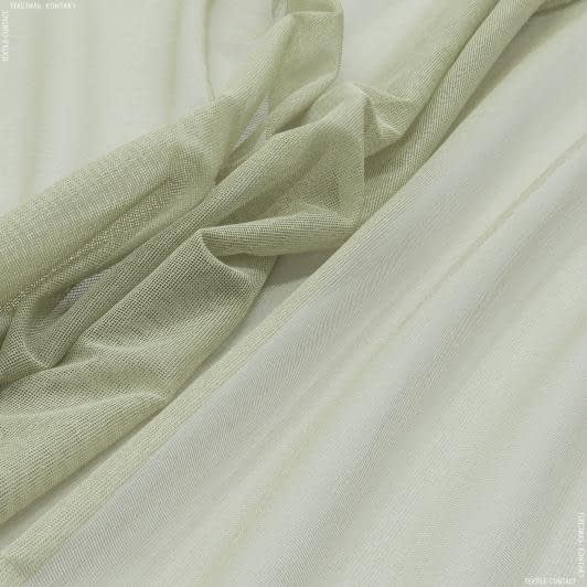 Тканини гардинні тканини - Тюль сітка Крафт колір св.оливка з обважнювачем