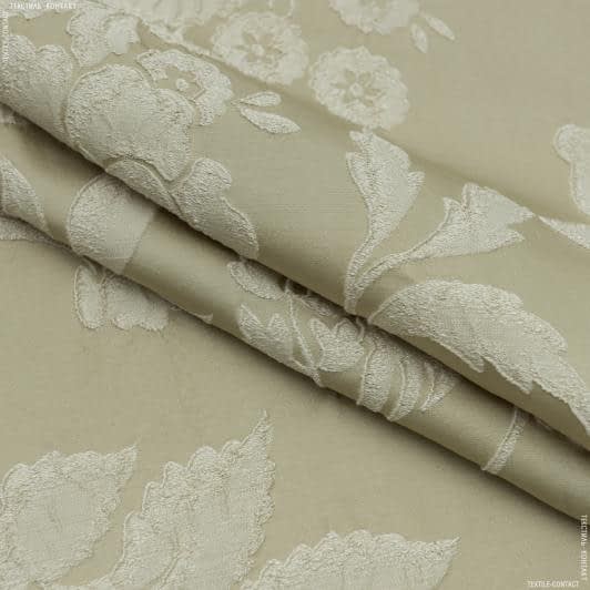 Ткани портьерные ткани - Декоративная ткань Дрезден компаньон цветы,оливка