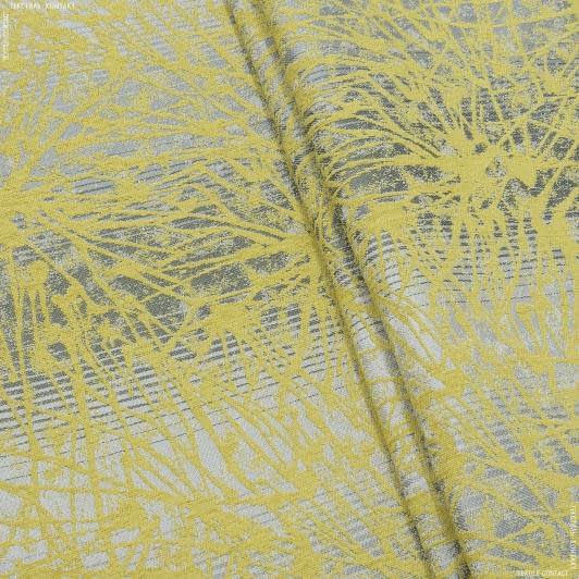 Ткани для перетяжки мебели - Шенилл жаккард Петуния желтый, серый