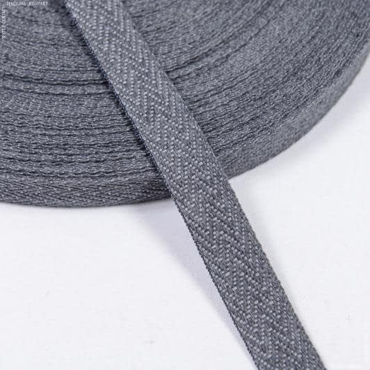 Тканини фурнітура для декоративних виробів - Декоративна кіперна стрічка ялинка колір графіт 15 мм