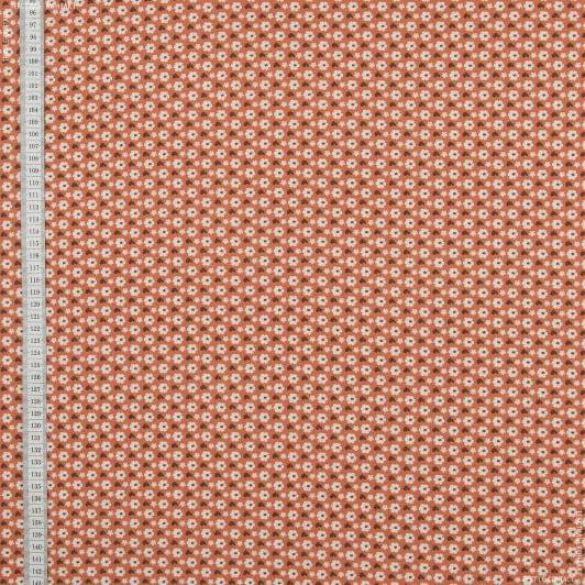 Ткани для декоративных подушек - Экокоттон цветочки мелкие фон морковный