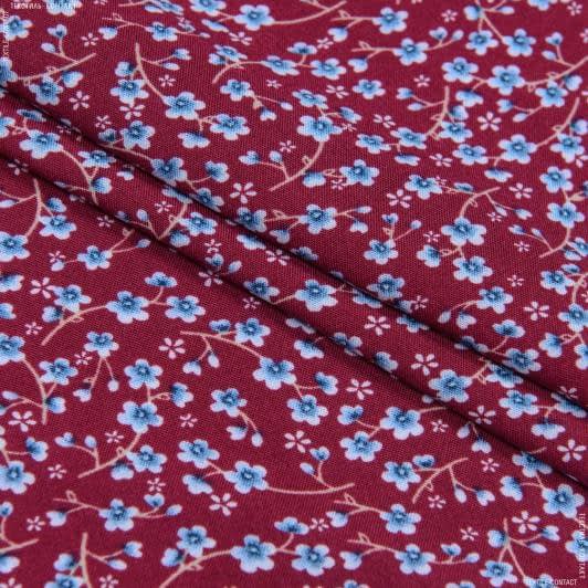 Тканини для блузок - Штапель Фалма принт дрібні квіти на бордовому