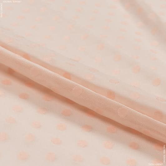 Ткани фатин - Сетка с рисунком персиковый