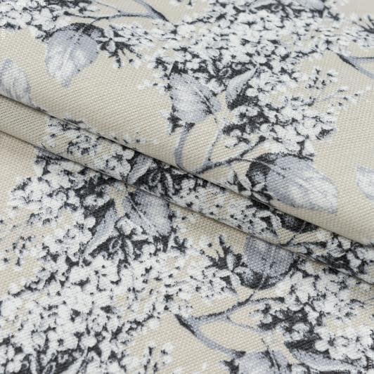 Ткани портьерные ткани - Декоративная ткань панама Идалия сирень серый фон бежевый