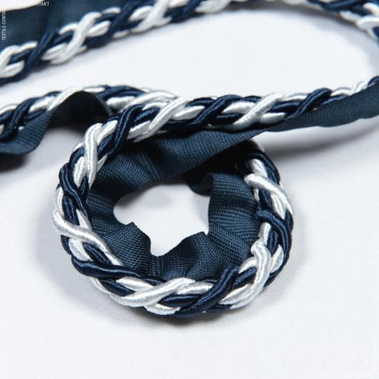 Тканини фурнітура для декора - Шнур окантувальний Корді / CORD колір білий, синій 10 мм