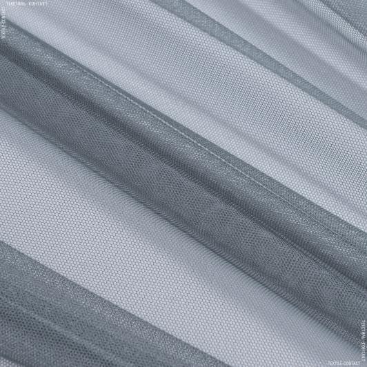Тканини гардинні тканини - Тюль сітка Грек т.сіра з обважнювачем