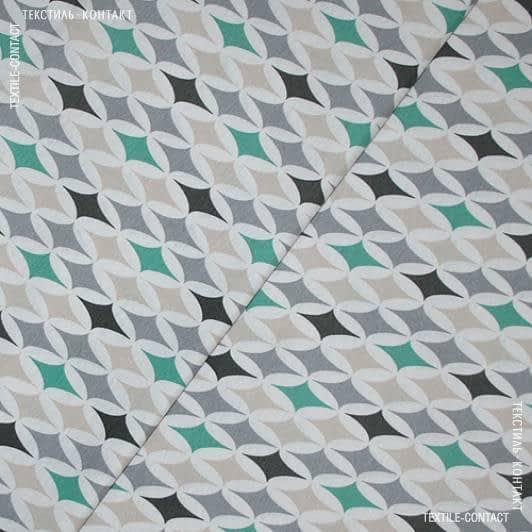 Тканини розпродаж - Декоративна тканина Ізамі бірюза, бежевий, сірий, т.сірий