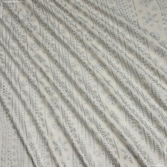 Ткани для римских штор - Новогодняя ткань Голд снежинки цвет серебро