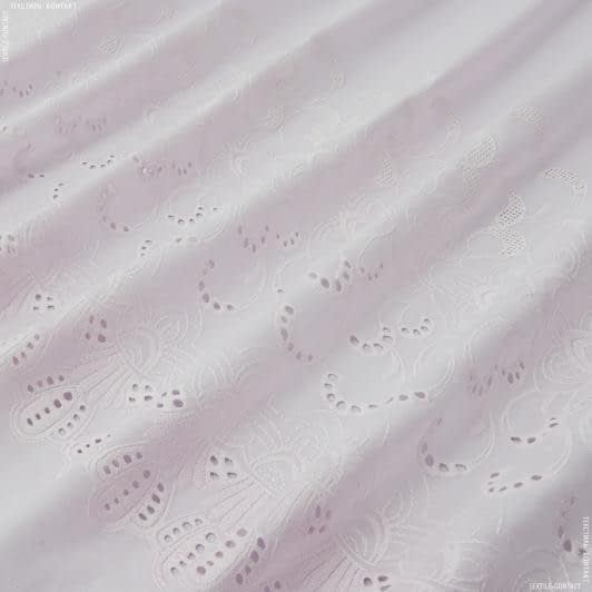 Тканини спец.тканини - Батист купон з вишивкою рішельє світло-рожевий