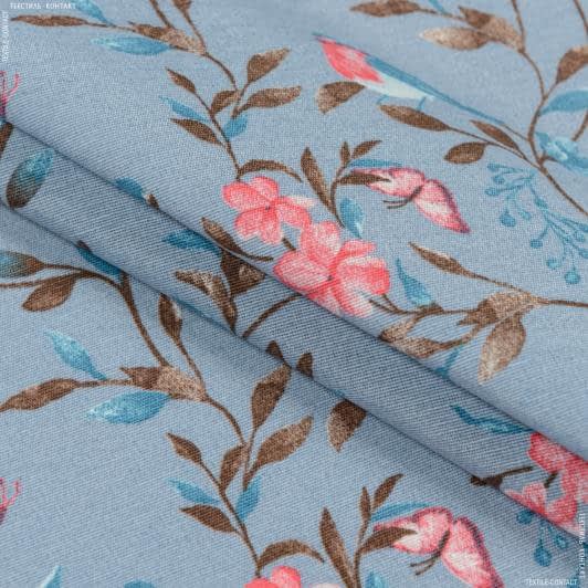 Тканини для скрапбукінга - Декоративна тканина лонета Зорал снігурі блакитний
