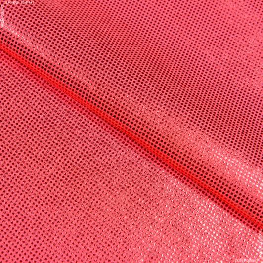 Ткани для платьев - Трикотаж бифлекс голограмма ярко-коралловый
