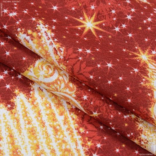 Ткани новогодние ткани - Новогодняя ткань лонета Елка золото, красный