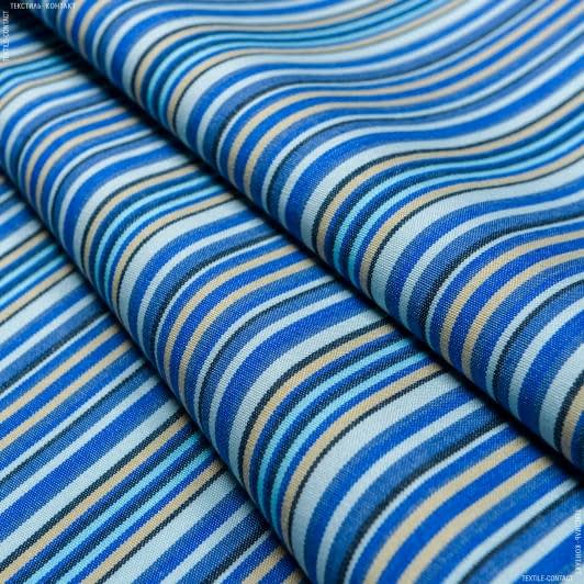 Тканини для скатертин - Дралон смуга /JAVIER колір синiй, блакитний, бежевий