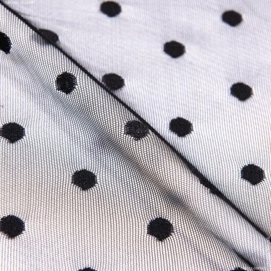 Ткани для блузок - Сетка флок черная
