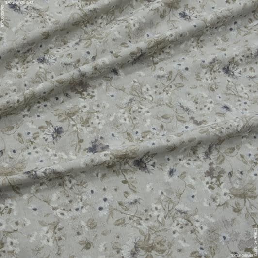 Ткани портьерные ткани - Декоративная ткань лонета Квиралт цветы мелкие серый