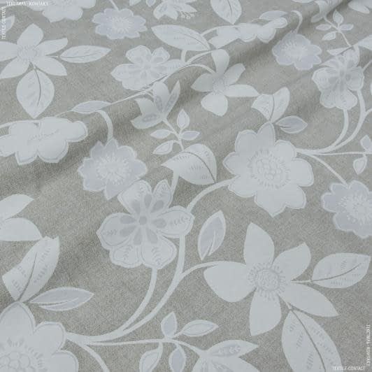 Тканини бавовняні сумішеві - Декоративна тканина Оназіс квіти великі молочний фон бежевий