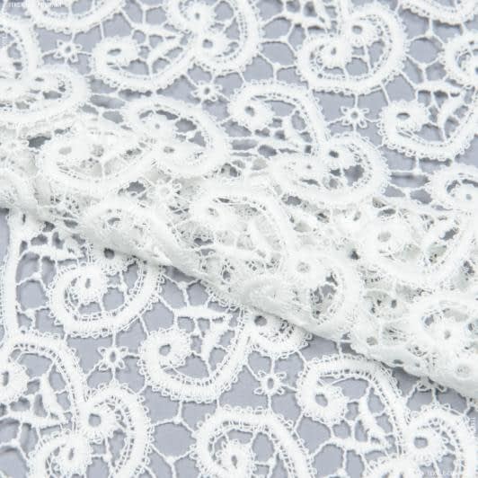 Ткани свадебная ткань - Декоративное кружево Фаберже молочный 20 см