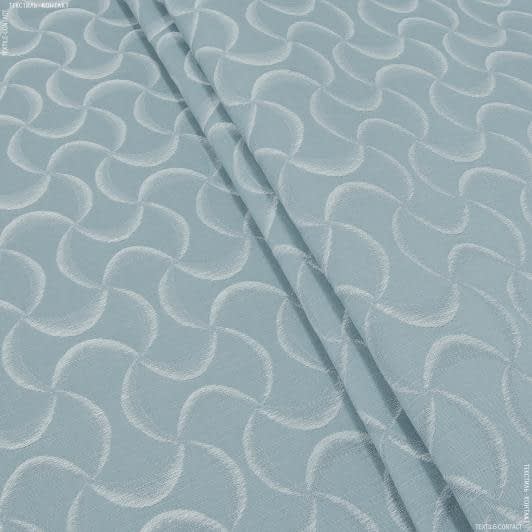 Ткани портьерные ткани - Жаккард Сеневри абстракция лазурь, молочный