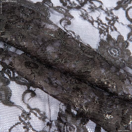 Ткани для платьев - Гипюр люрекс темно-серый