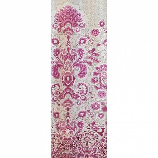 Тканини портьєрні тканини - Декоративна тканина лонета Манді квітит.рожевий фон крем