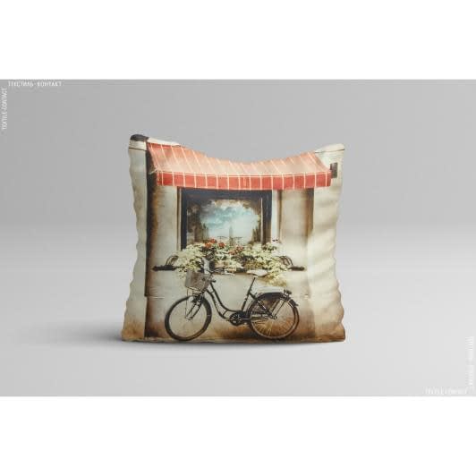Тканини для подушок - Декор-купон наволочка  велосипед 45х45
