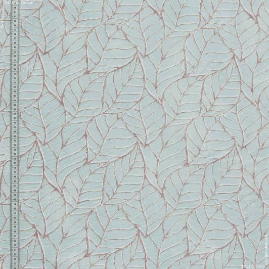Ткани для дома - Декоративная ткань лонета Айрейт листья лазурь, фрез