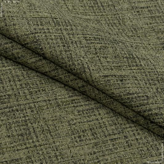 Тканини для декоративних подушок - Шеніл Берген зелена оливка-чорний